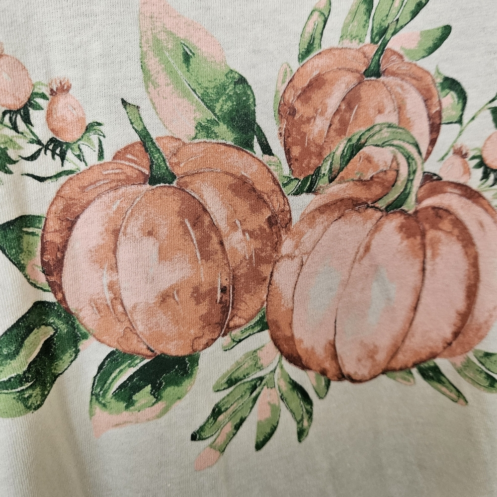 Lularoe shirt plus size 3XL cream yellow pumpkin print tunic top short sleeves - Picture 4 of 13